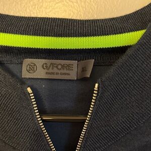 G/FORE Men's Navy and Lime Zip-Up Sweater